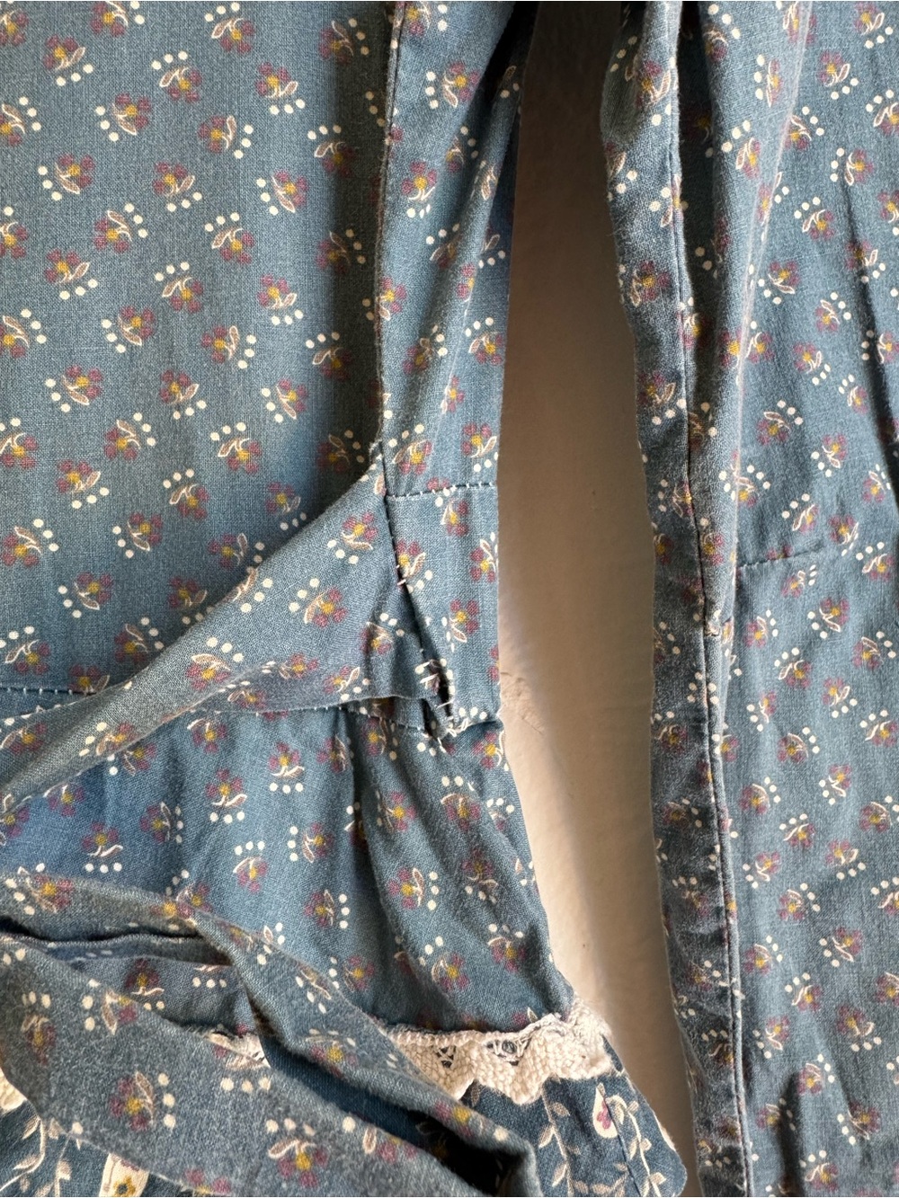 Vintage 1970s Gunne Sax Light Blue Floral Print Peplum Bodice Midi Dress Size 7 - Picture 9 of 10